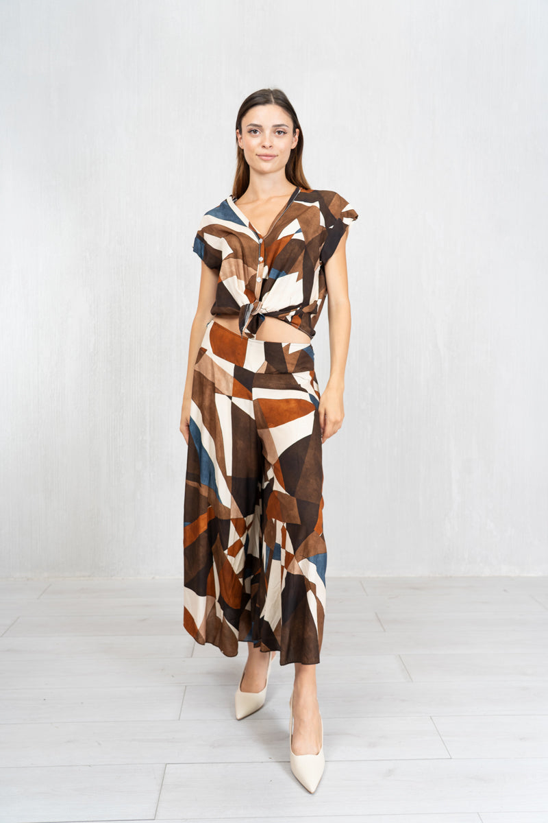 Camicia nodo in viscosa GeoSunset