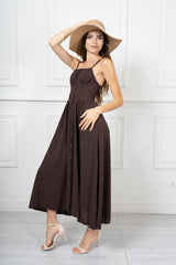 Abito lungo bustier in tela leggera con spalline regolabili Amalfi