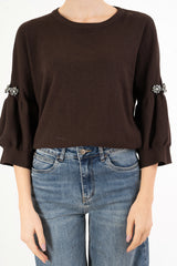 Maglia Balloon Chic con spilla gioiello