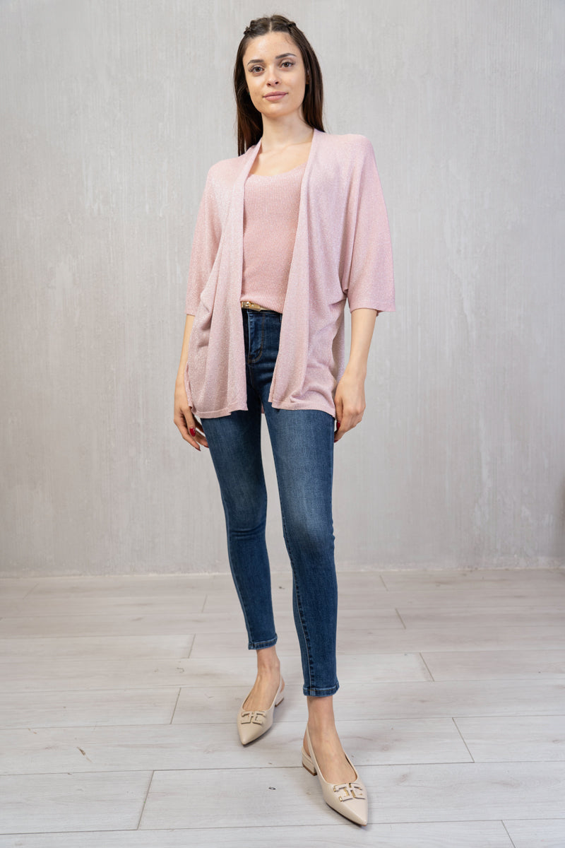 Cardigan lungo in filo lurex