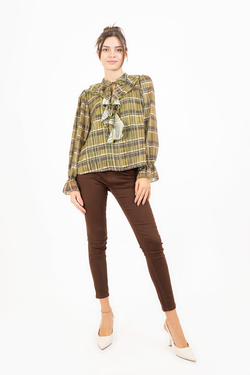 Maglia ShineCheck in georgette con rouche e lurex