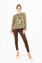 Maglia ShineCheck in georgette con rouche e lurex