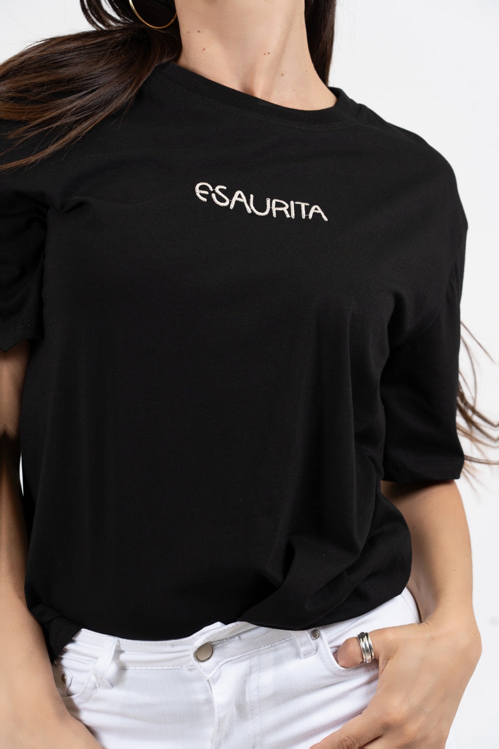 T-shirt scritta cotone “ESAURITA”.