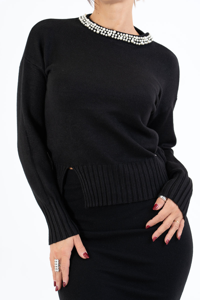 Maglione Pearl Dream con dettagli gioiello