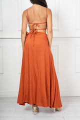 Completo Donna Top Crop e Gonna Pareo Lunga in Misto Viscosa