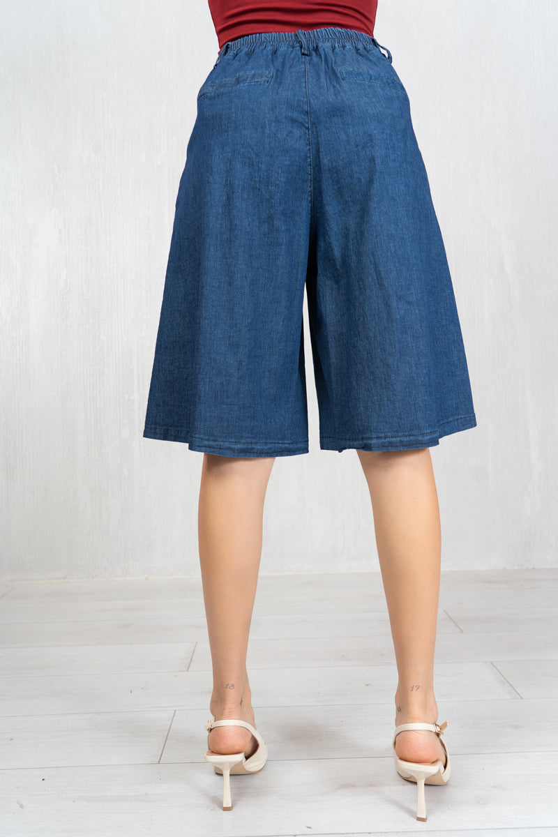 Bermuda chambray con elastico dietro