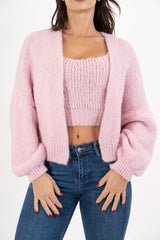 Twin set in maglia spessa con top e cardigan ampio