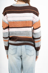 Maglione a righe in misto lana con spalla scesa