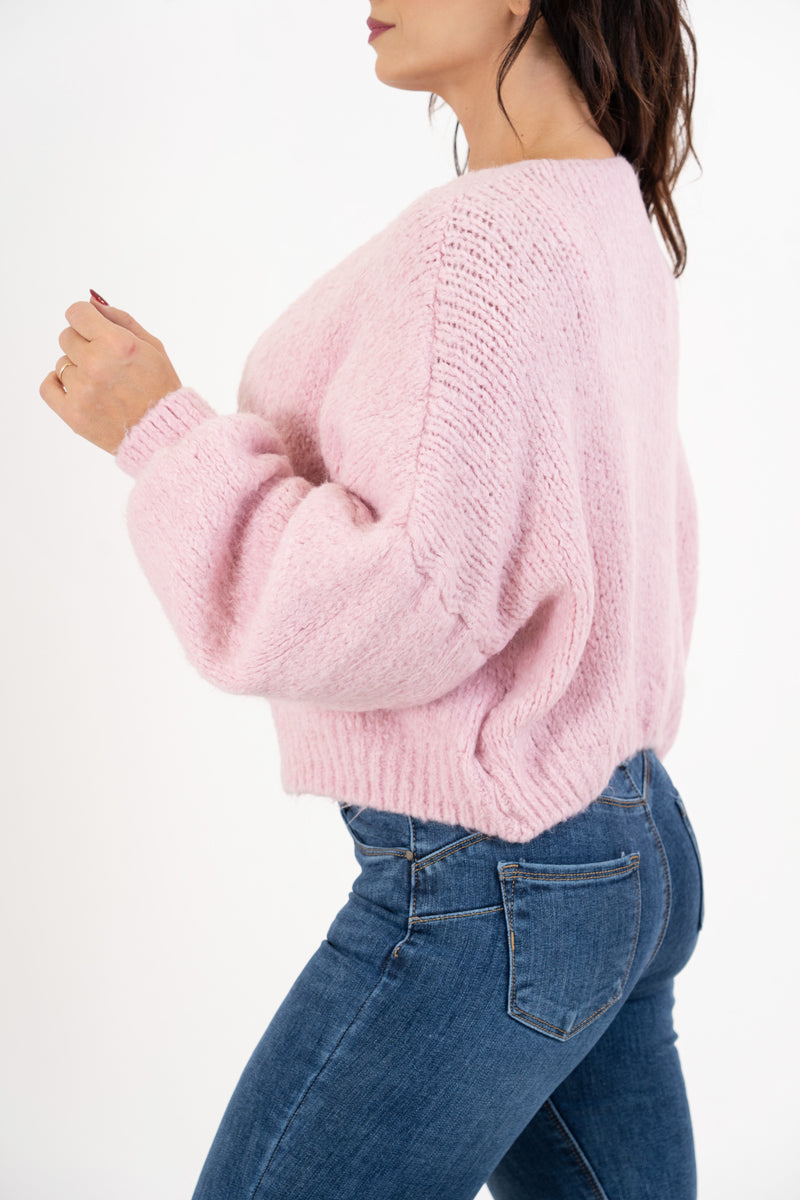 Twin set in maglia spessa con top e cardigan ampio