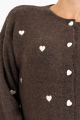 Cardigan SweetHeart in misto lana con ricami a cuore