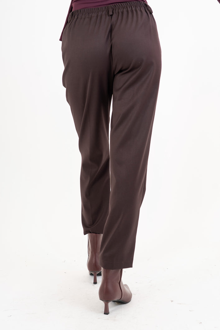 Pantalone CityLine slim fit in poliviscosa marrone