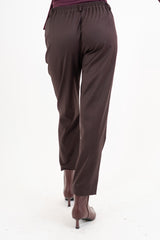 Pantalone CityLine slim fit in poliviscosa marrone