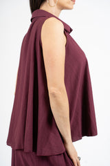 Camicia smanicata svasata in viscosa EasyWave no stiro con bottoni