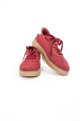 Sneakers in camoscio ed ecopelle bordeaux con suola in gomma