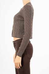 Cardigan corto in lurex con disegno a treccia