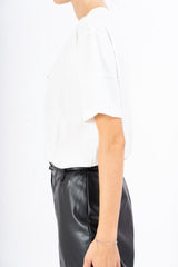 T-shirt in cotone con ricamo “di mattina non parlatemi”