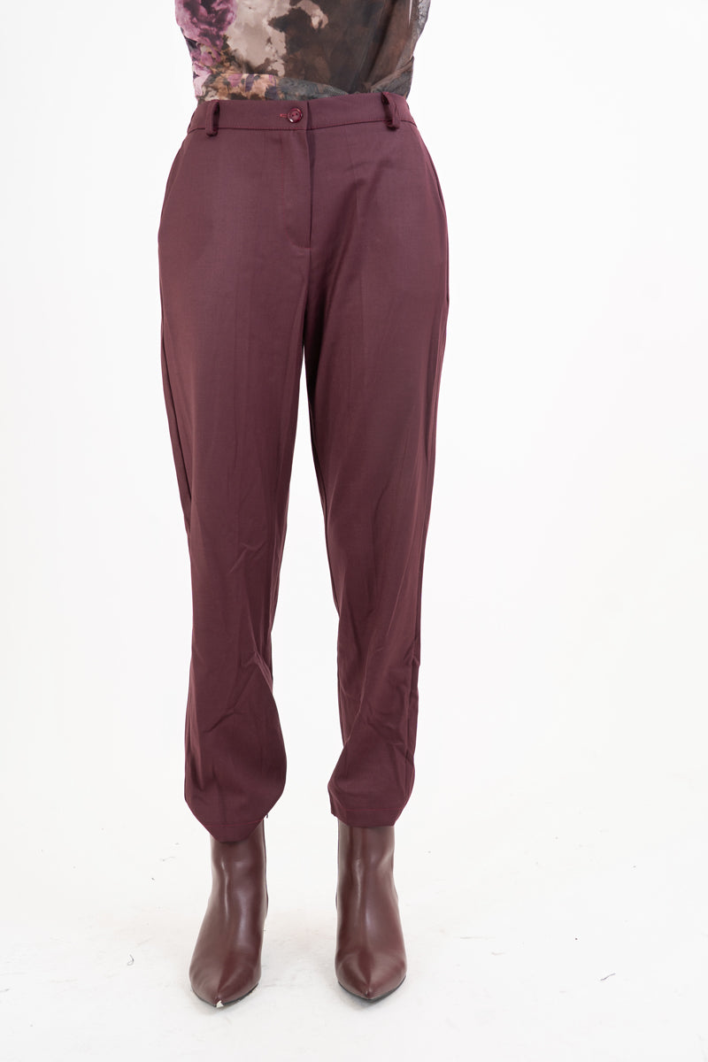 Pantalone CityLine slim fit in poliviscosa bordeaux