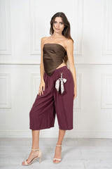 Pantalone Midi in Misto Viscosa con Fusciacca Charm