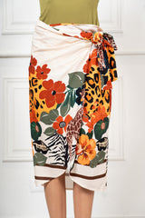Gonna Midi Pareo Fantasia Safari in Viscosa Made in Italy