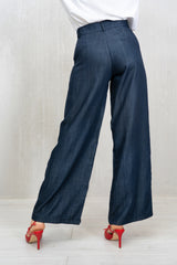 Pantalone palazzo tela Jeans scuro