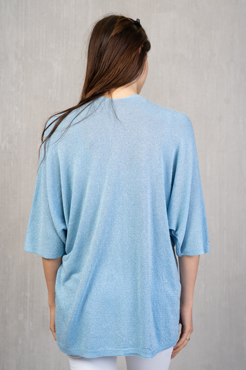 Cardigan lungo in filo lurex