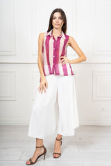 modella indossando Camicia Smanicata Positano Righe colore
