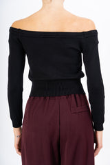 Maglia crop off-shoulder con laccio