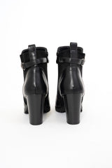 Tronchetti in ecopelle e camoscio nero con catena e tacco 8cm