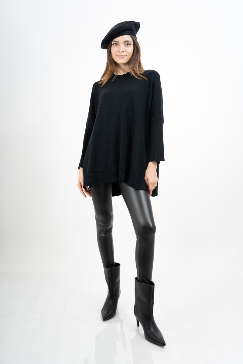 Basco in misto viscosa e lana con micro strass