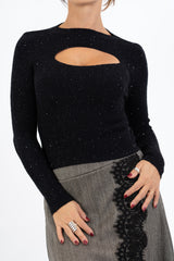 Maglia GlimmerCut con oblò e micro paillettes