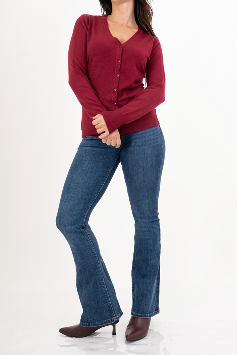 Cardigan in maglia fine con bottoni