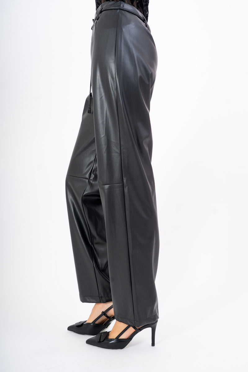Pantalone High Waist in Finta Pelle