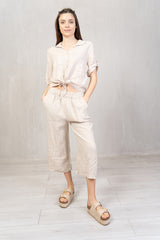 Pantagonna in 100% lino con elastico in vita