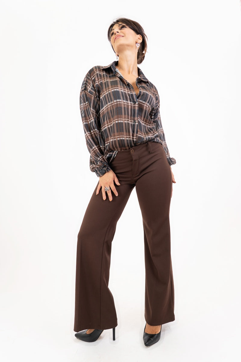 Camicia in georgette velata ShineCheck con lurex