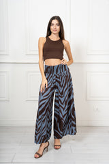 Pantalone Palazzo Fantasia Savana Zebra in 100% Viscosa Made in Italy