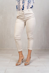 Pantalone slim in cotone elasticizzato Beige
