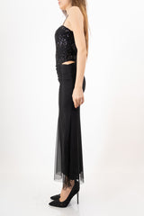 modella indossando Abito Lungo SparkleDream con Body Drappeggiato colore