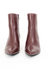 Tronchetti eleganti in ecopelle bordeaux con tacco kitten heel