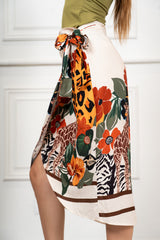 Gonna Midi Pareo Fantasia Safari in Viscosa Made in Italy