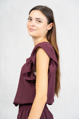 Blusa Plum Soft con Manica Volant