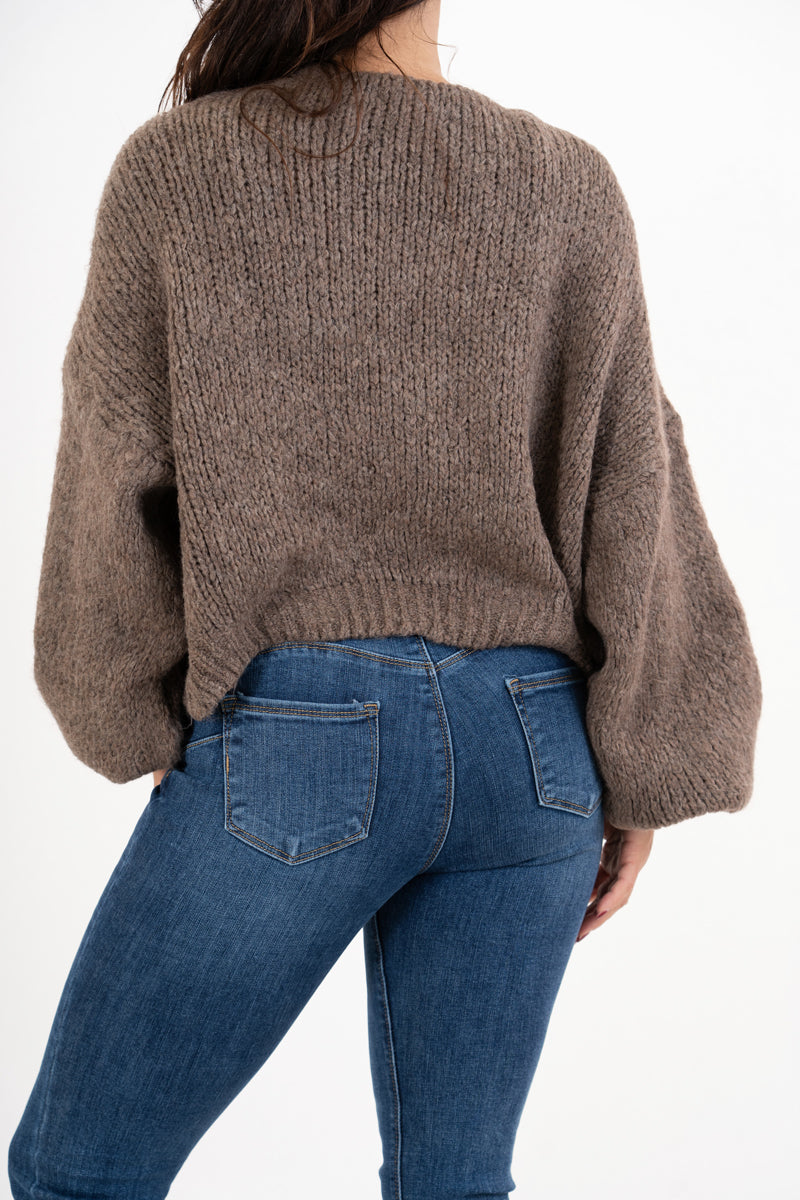 Twin set in maglia spessa con top e cardigan ampio