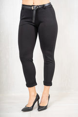 Pantalone slim punto milano elastico nero