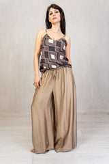 Top in raso fantasia optical geometrica