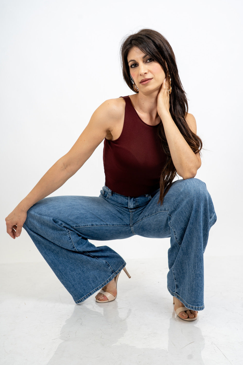 Jeans palazzo denim leggero comfort fit.
