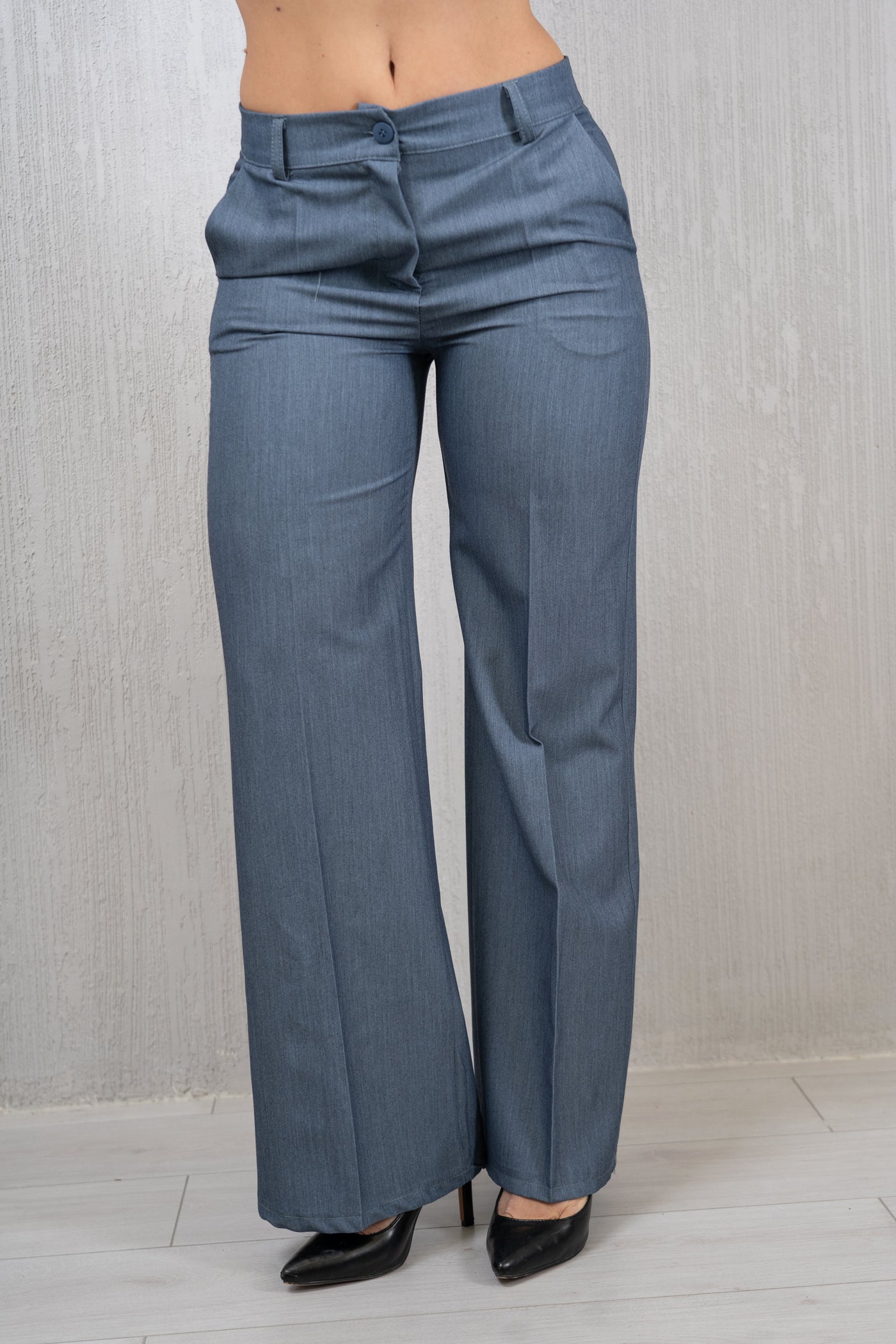 Pantalone Palazzo in Poliviscosa Effetto Jeans