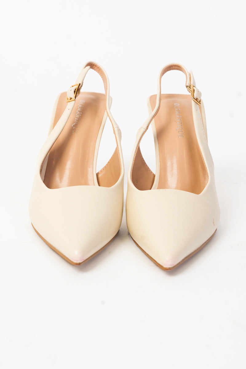 Décolleté slingback a punta Beige Raffinato