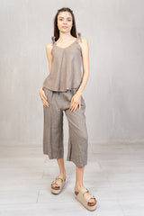 Pantagonna in 100% lino con elastico in vita