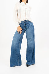 Jeans flare soft-touch denim blu