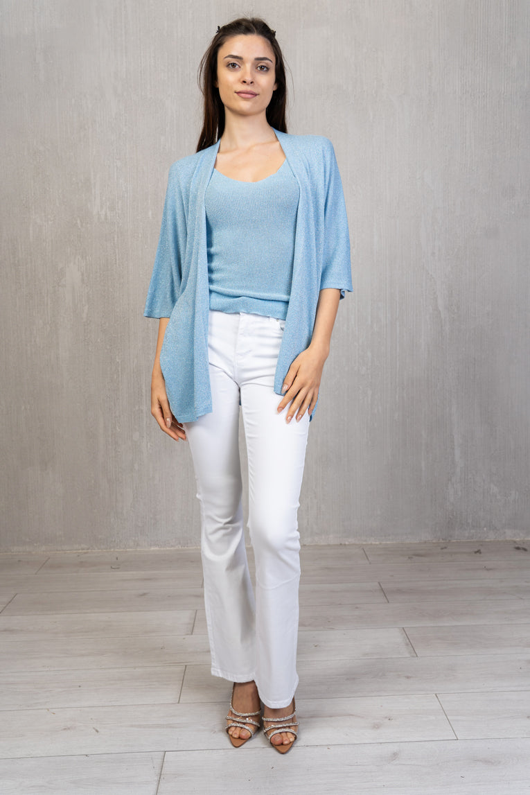Cardigan lungo in filo lurex