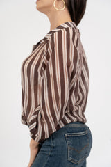 Camicia ampia rigata in lyocell velato.